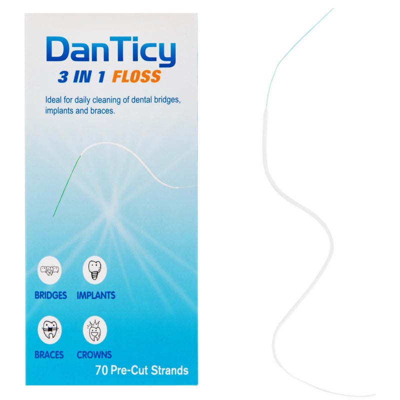 Super Floss Threaders, Dental Floss for Braces, Ultimate Floss Pre-Cut Strands, 70 Count, Pack of 1
